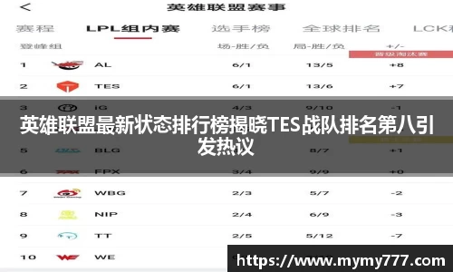 英雄联盟最新状态排行榜揭晓TES战队排名第八引发热议